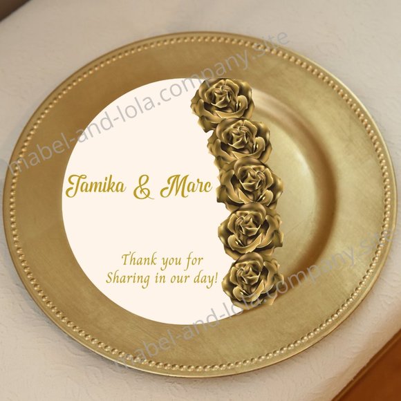 Gold Roses Cut Out Menu | Charger Insert | Wedding Reception Decorations - Picture 2 of 4